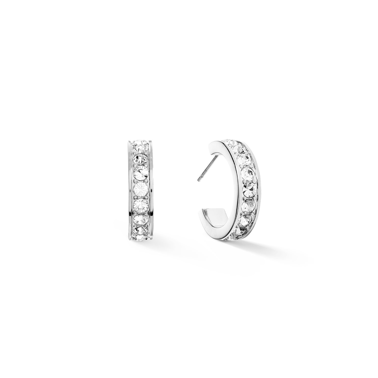 Boucles d'oreille créole 20 acier & cristaux argent cristal