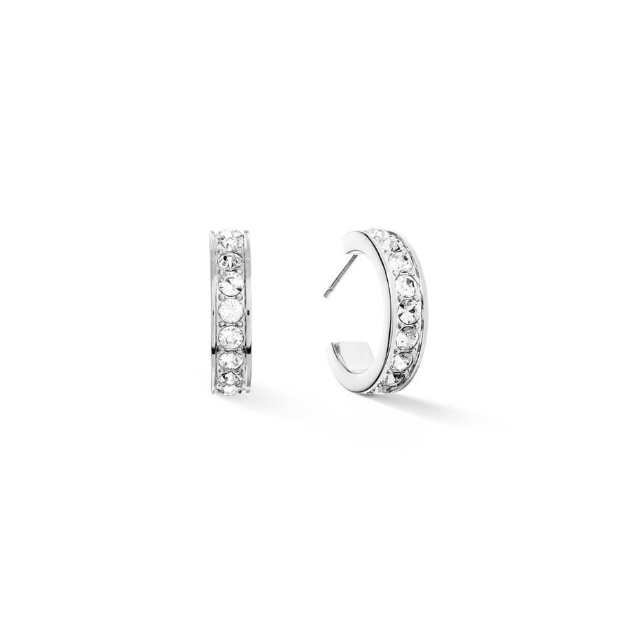 Boucles d'oreille créole 20 acier & cristaux argent cristal