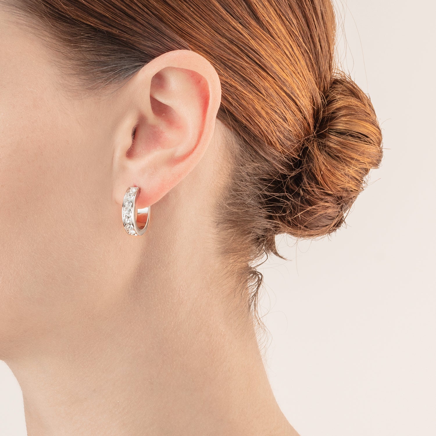 Boucles d'oreille créole 20 acier & cristaux argent cristal