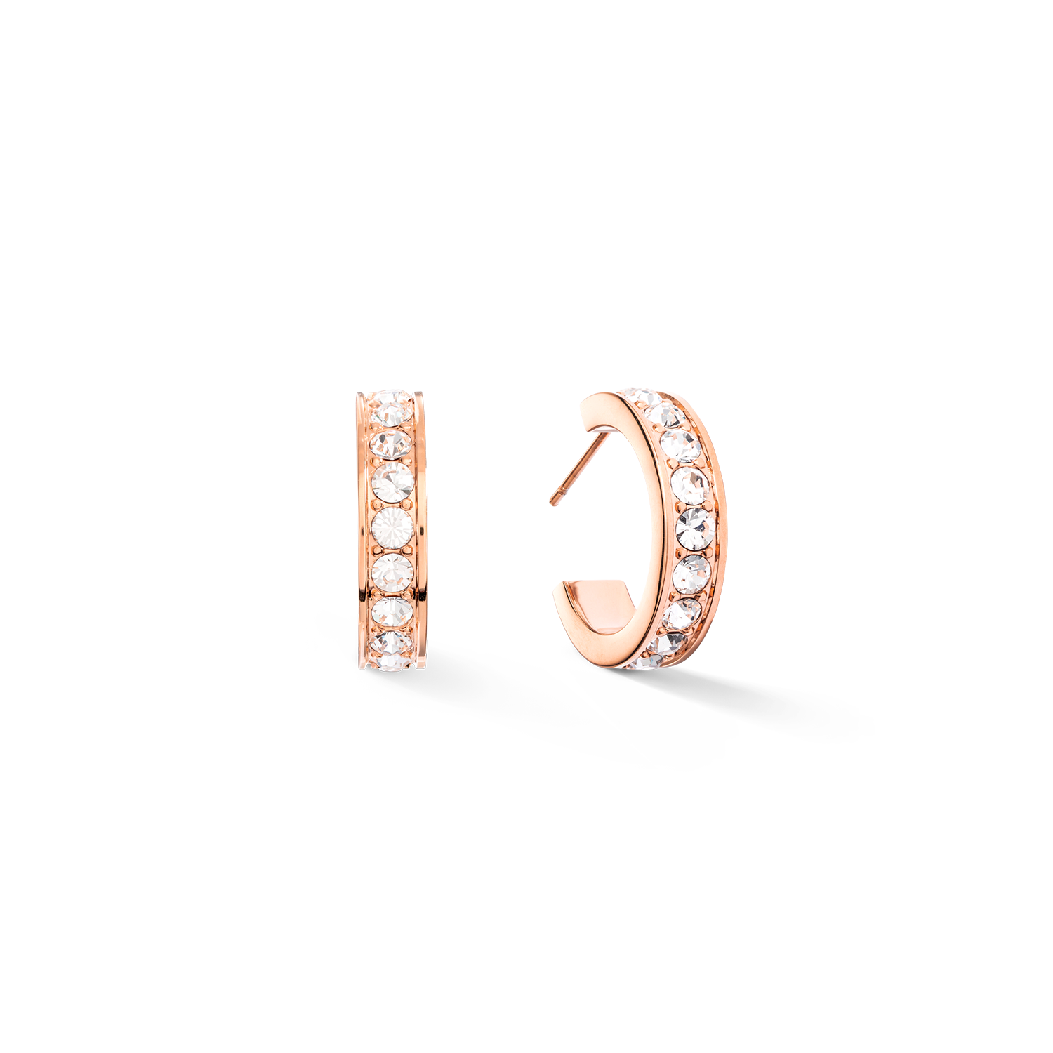 Boucles d'oreille créole 20 acier & cristaux or rose cristal