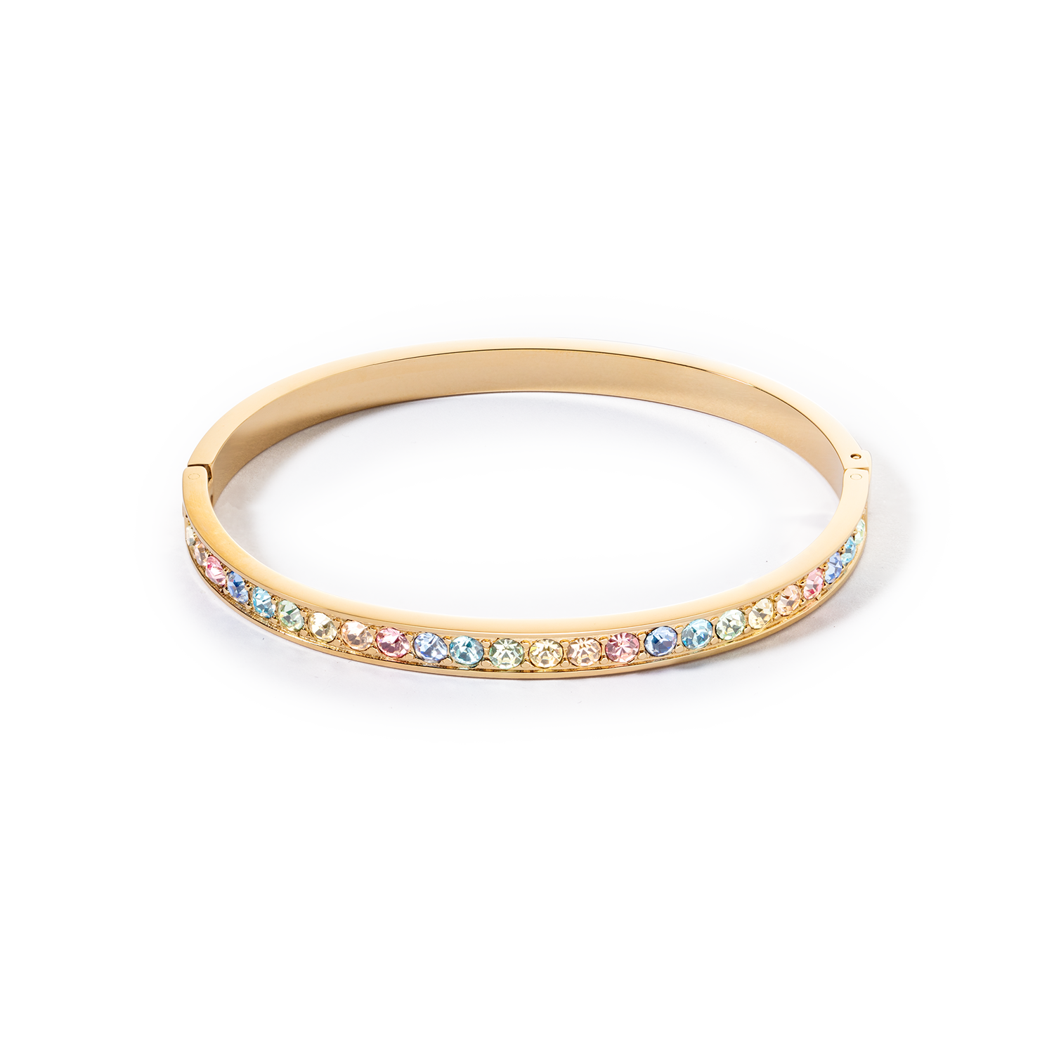 Bracelet acier & cristaux or multi pastel (taille 17 cm)