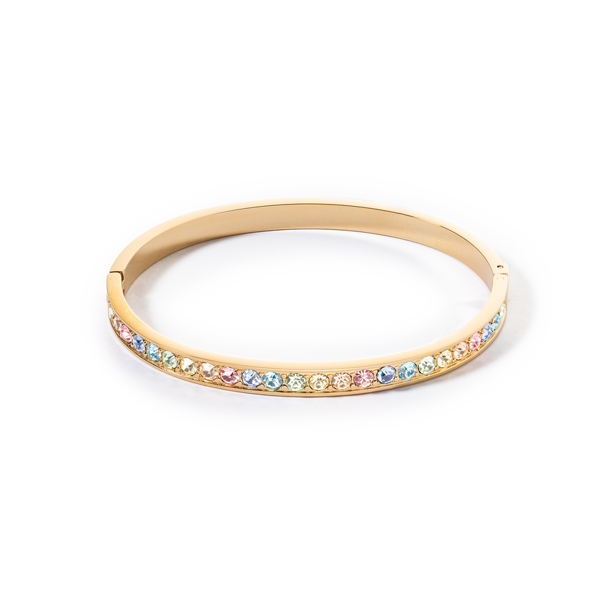 Bracelet acier & cristaux or multi pastel (taille 17 cm)