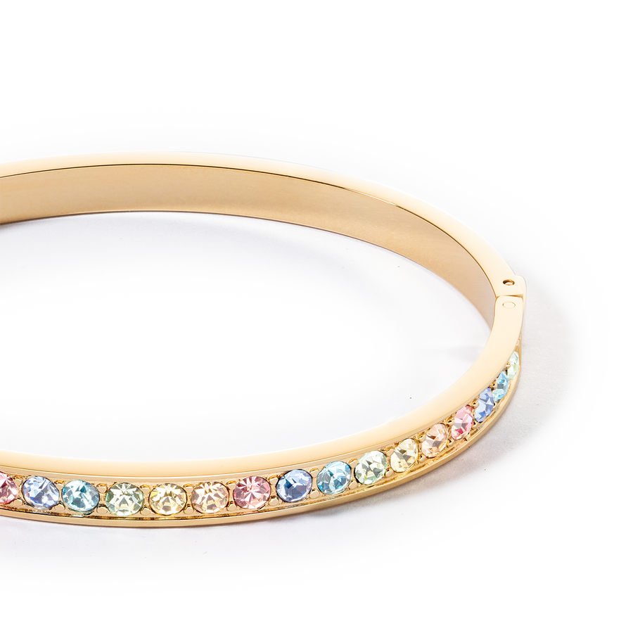 Bracelet acier & cristaux or multi pastel (taille 17 cm)