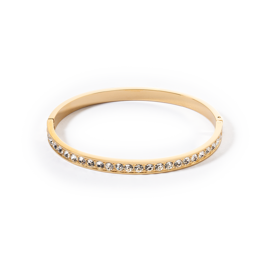 Bracelet acier & cristaux or cristal (taille 17 cm)