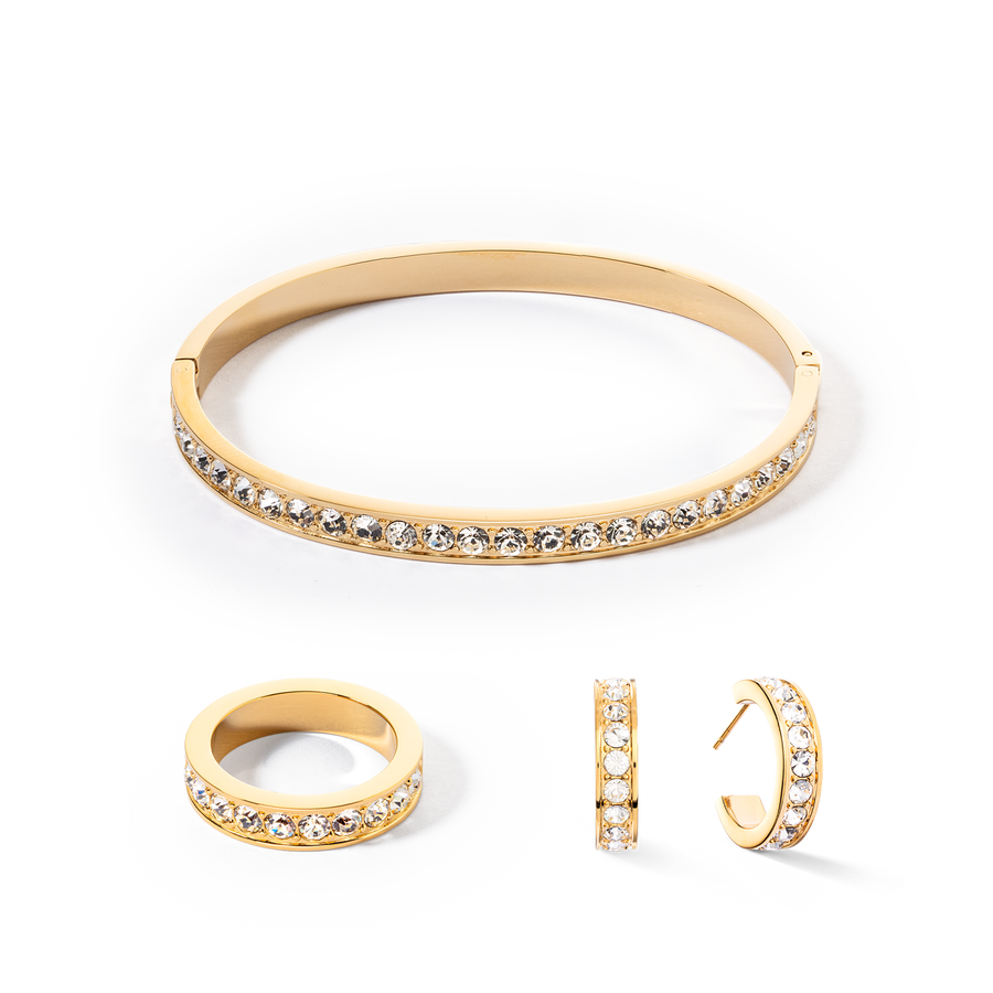 Bracelet acier & cristaux or cristal (taille 17 cm)