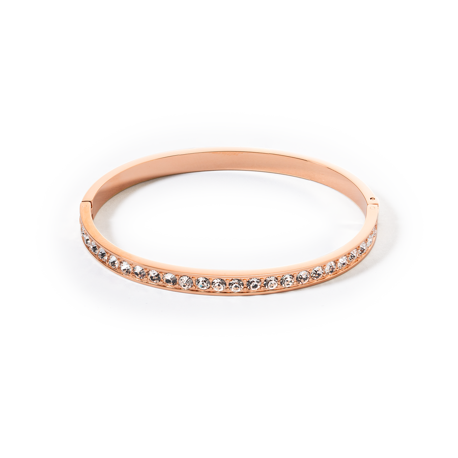 Bracelet acier & cristaux or rose cristal (taille 17 cm)