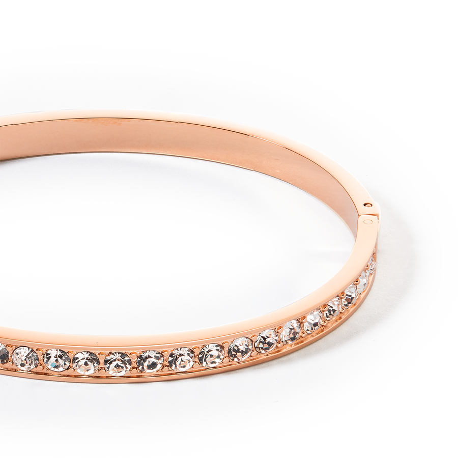 Bracelet acier & cristaux or rose cristal (taille 17 cm)