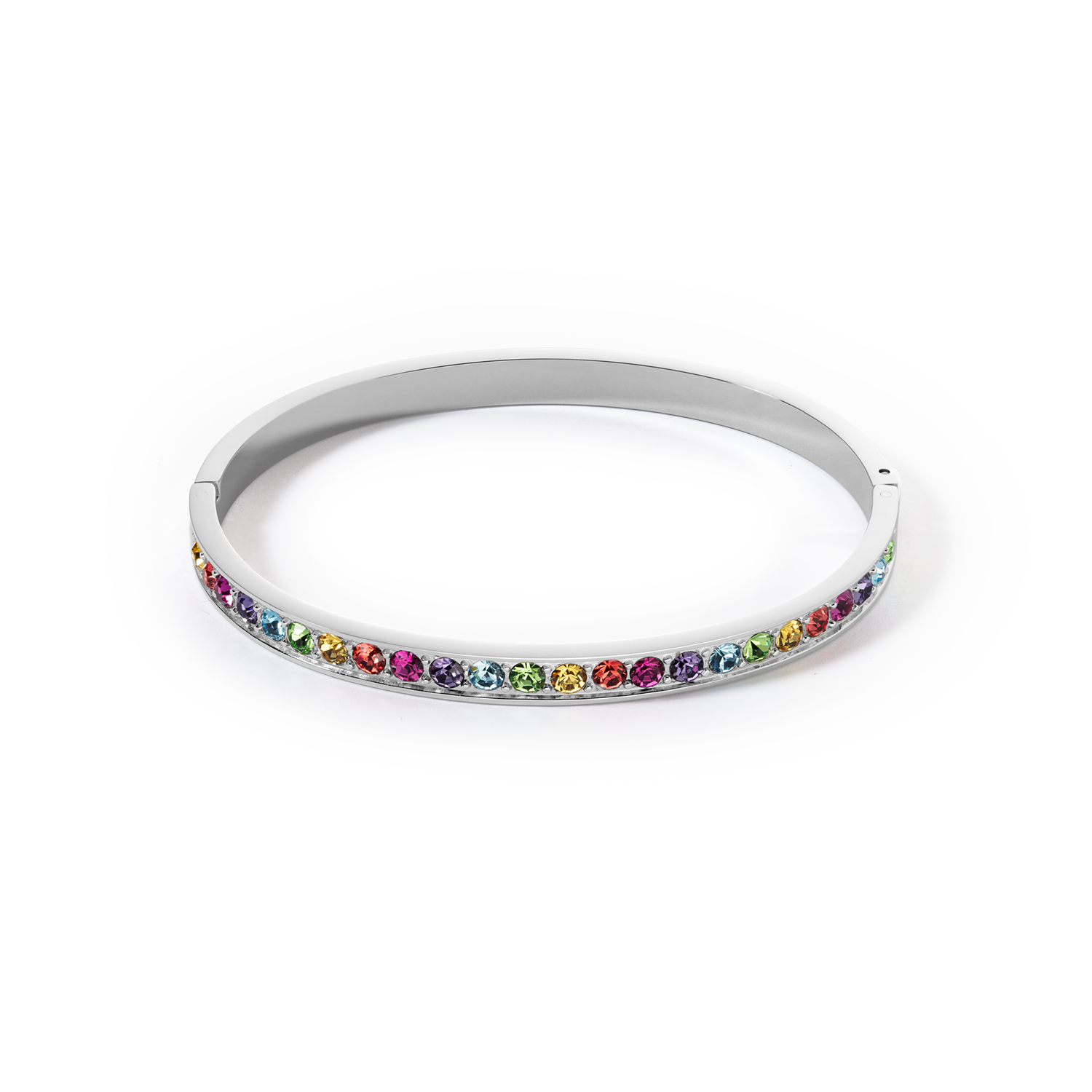 Bracelet acier & cristaux argent multicolore (taille 19 cm)