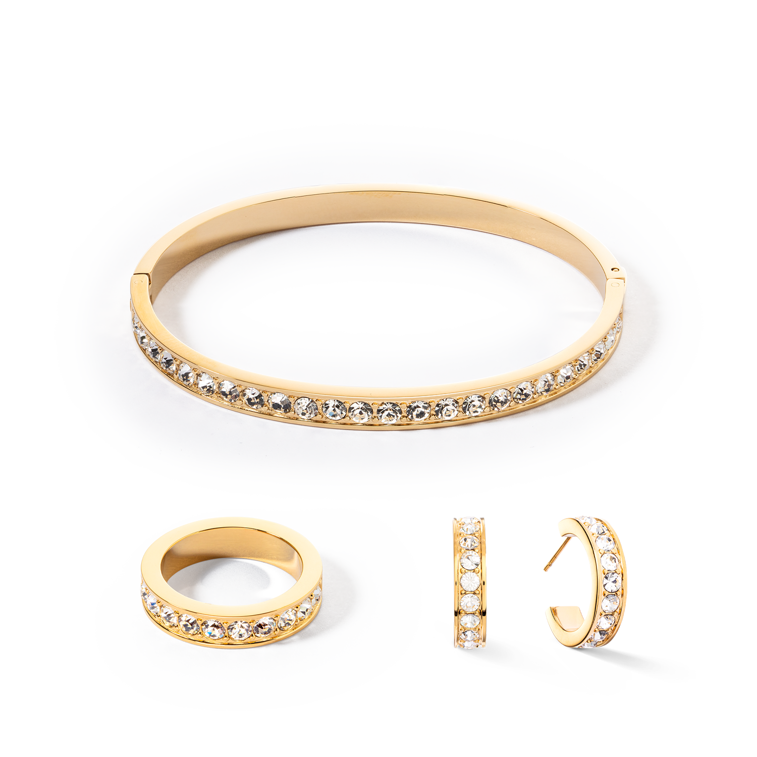 Bracelet acier & cristaux or cristal (taille 19 cm)