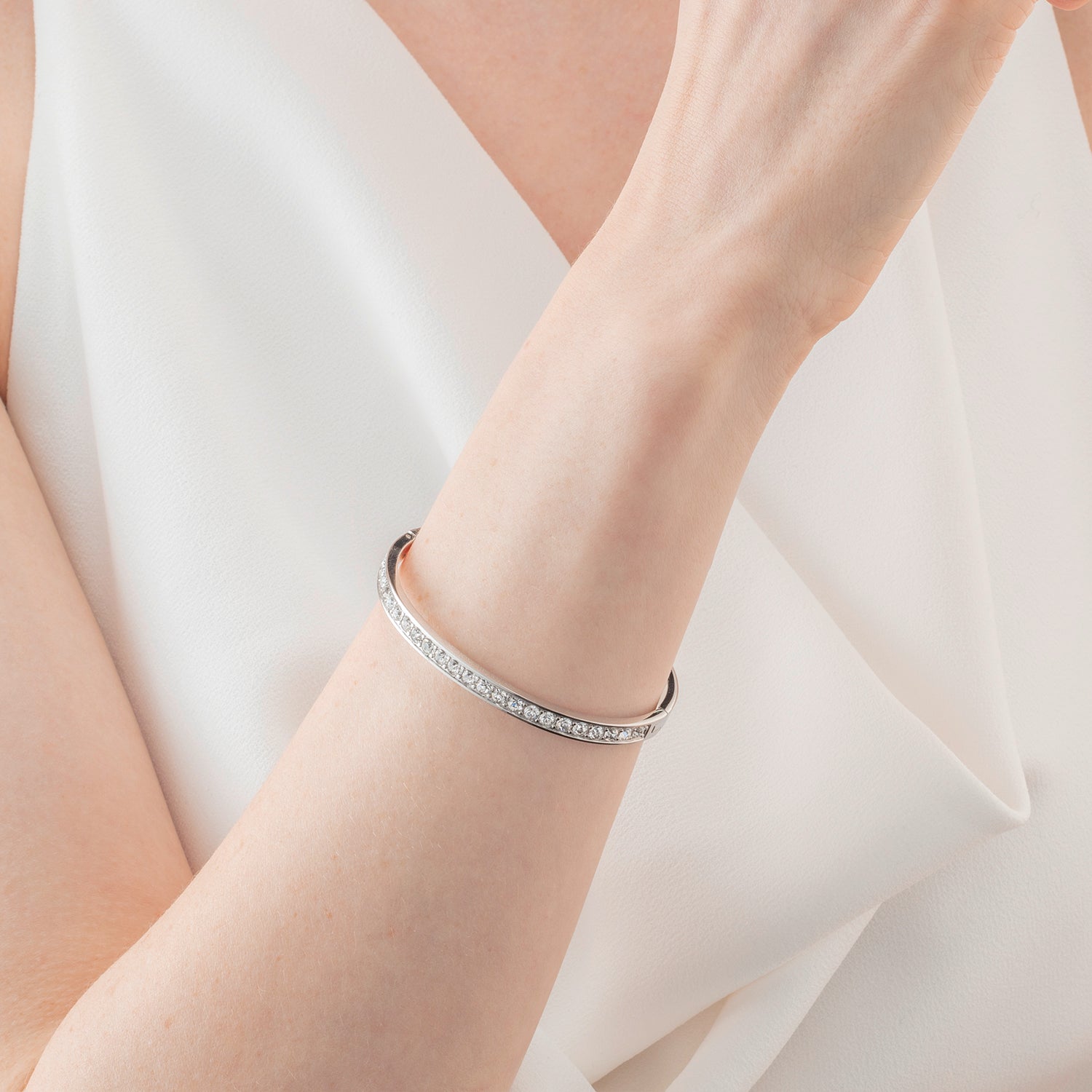 Bracelet acier & cristaux argent cristal (taille 19 cm)