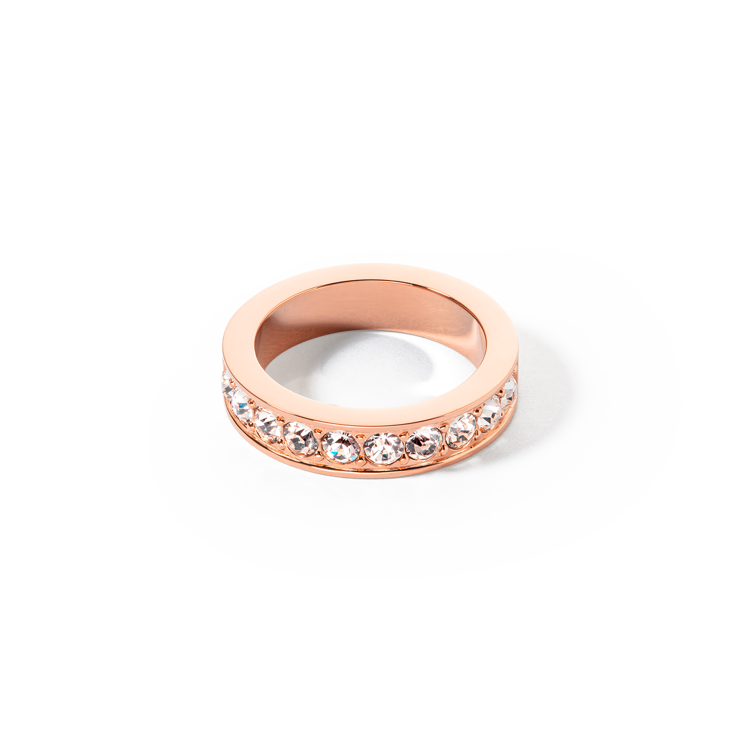 Bague acier & cristaux or rose cristal