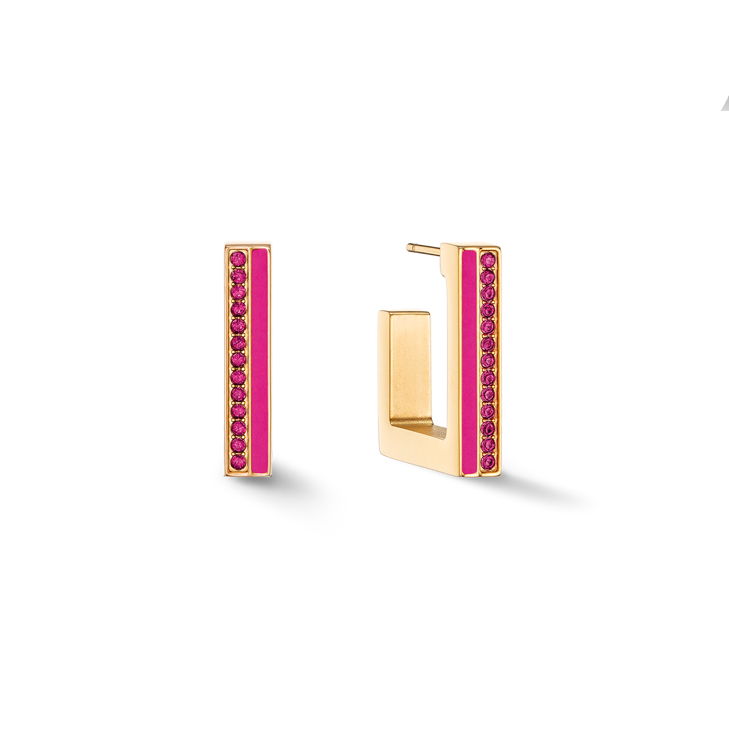Boucles d'oreilles Créole Square Stripes 20 or-rose vif