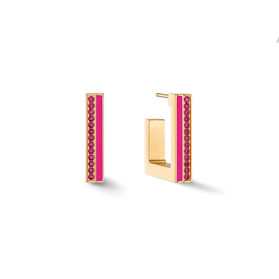 Boucles d'oreilles Créole Square Stripes 20 or-rose vif