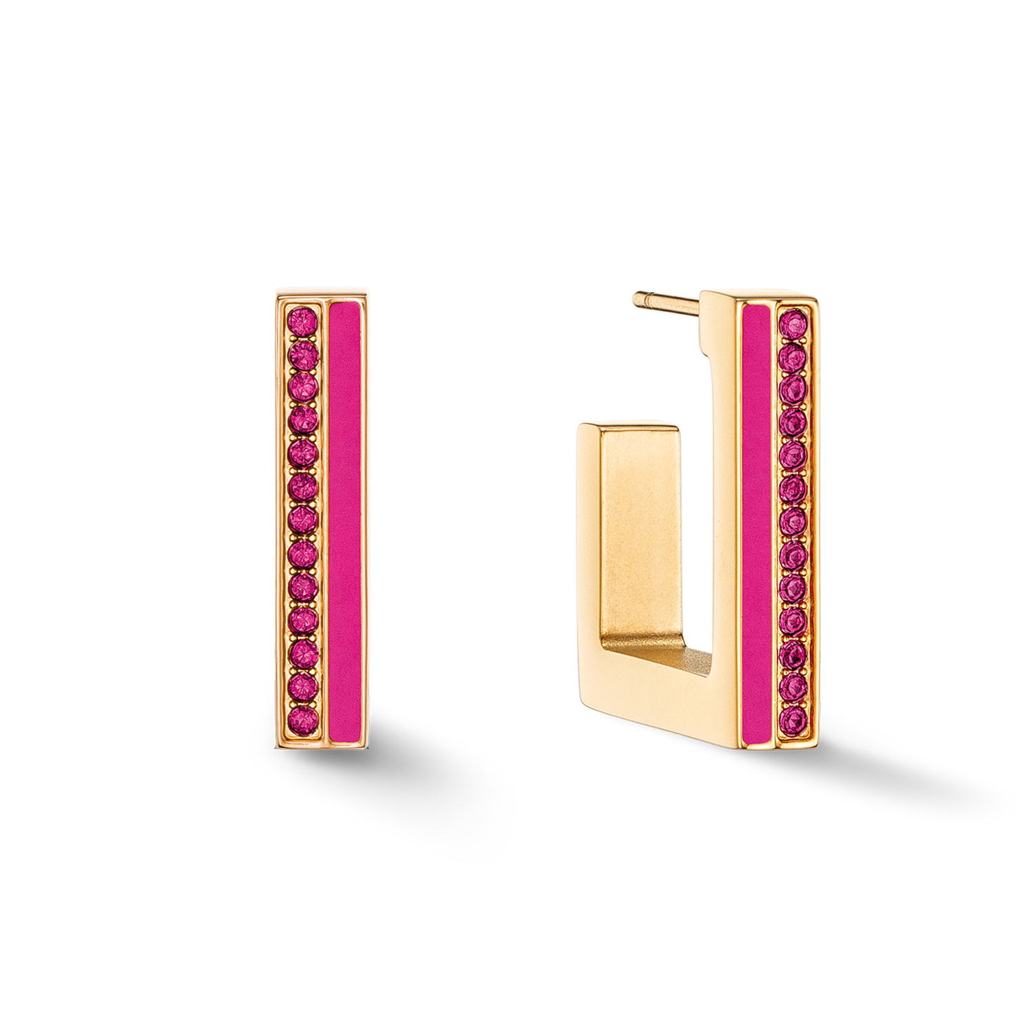 Boucles d'oreilles Créole Square Stripes 20 or-rose vif