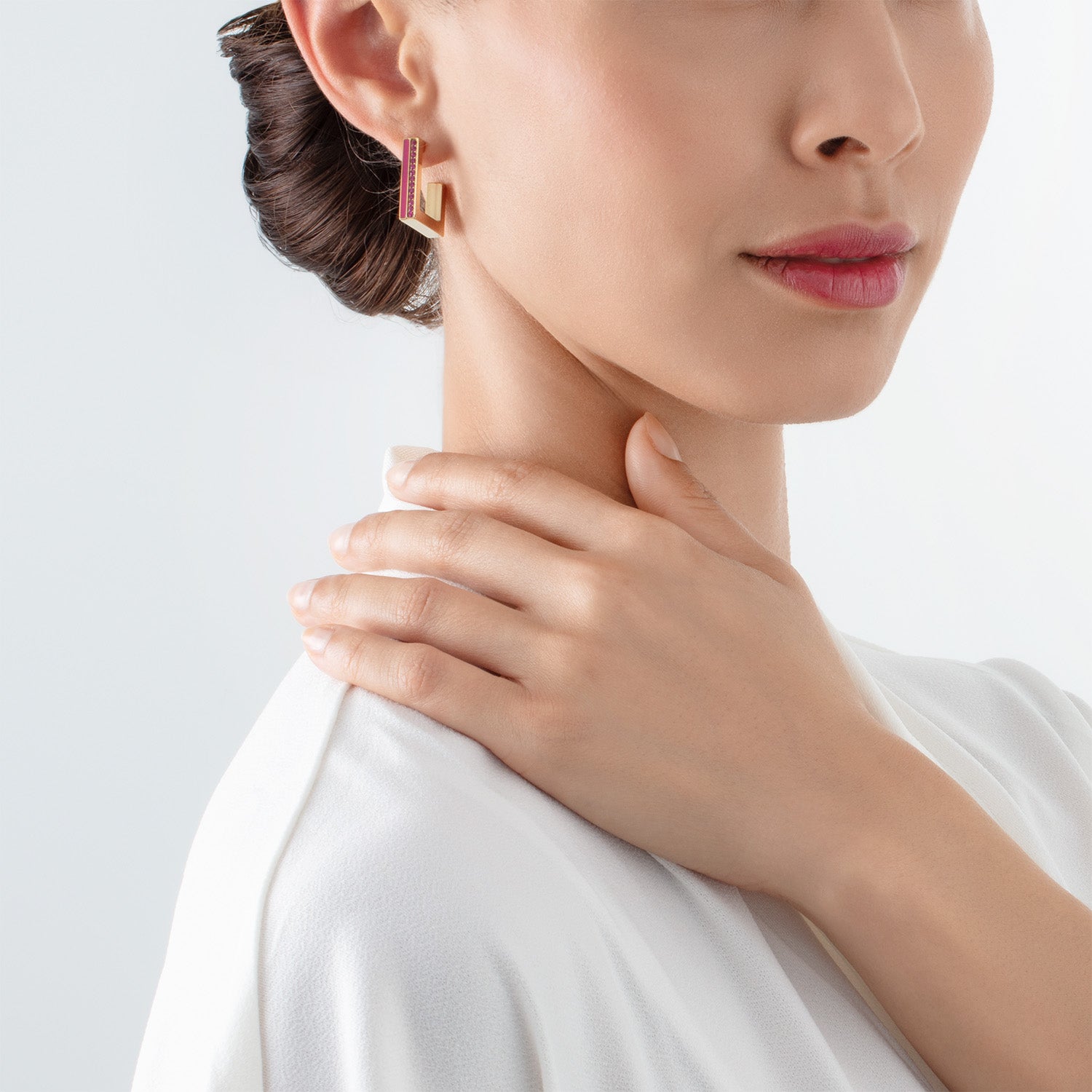 Boucles d'oreilles Créole Square Stripes 20 or-rose vif