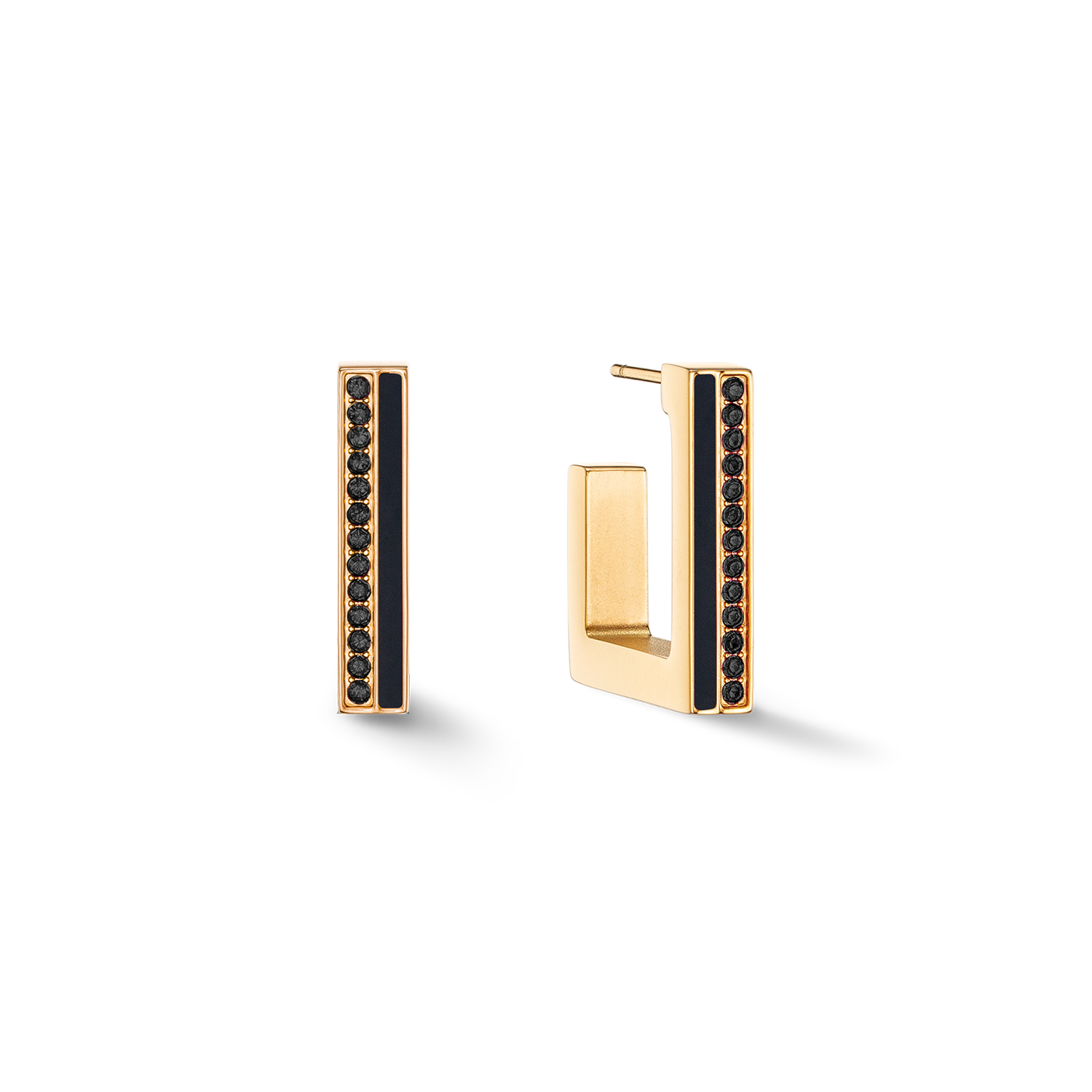 Boucles d'oreilles Créole Square Stripes 20 or-noir