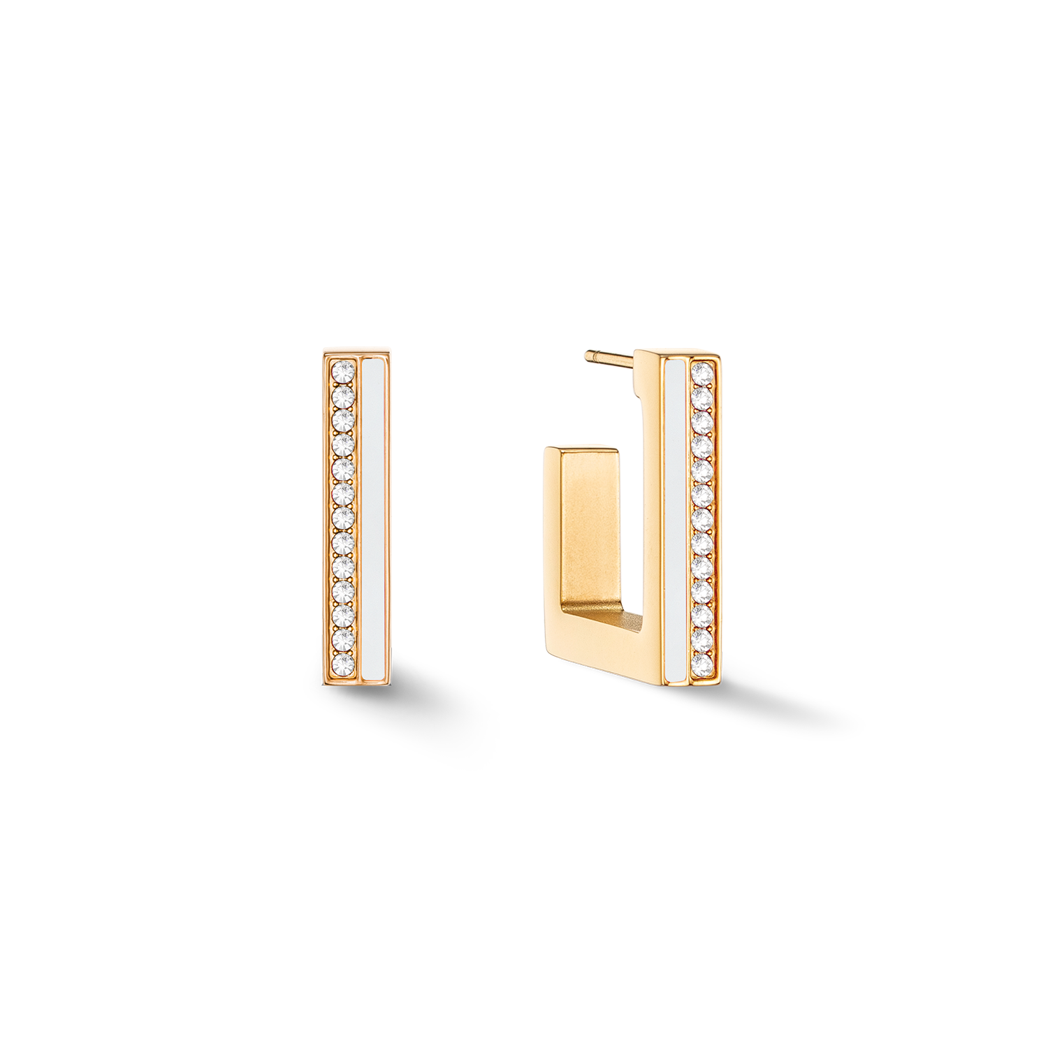 Boucles d'oreilles Créole Square Stripes 20 or-blanc