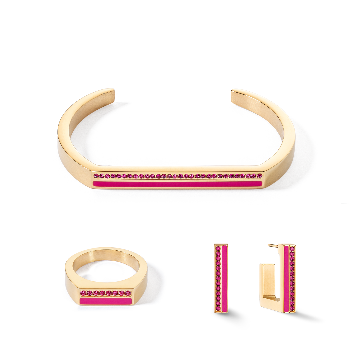 Bracelet Cuff Square Stripes or-rose vif vif