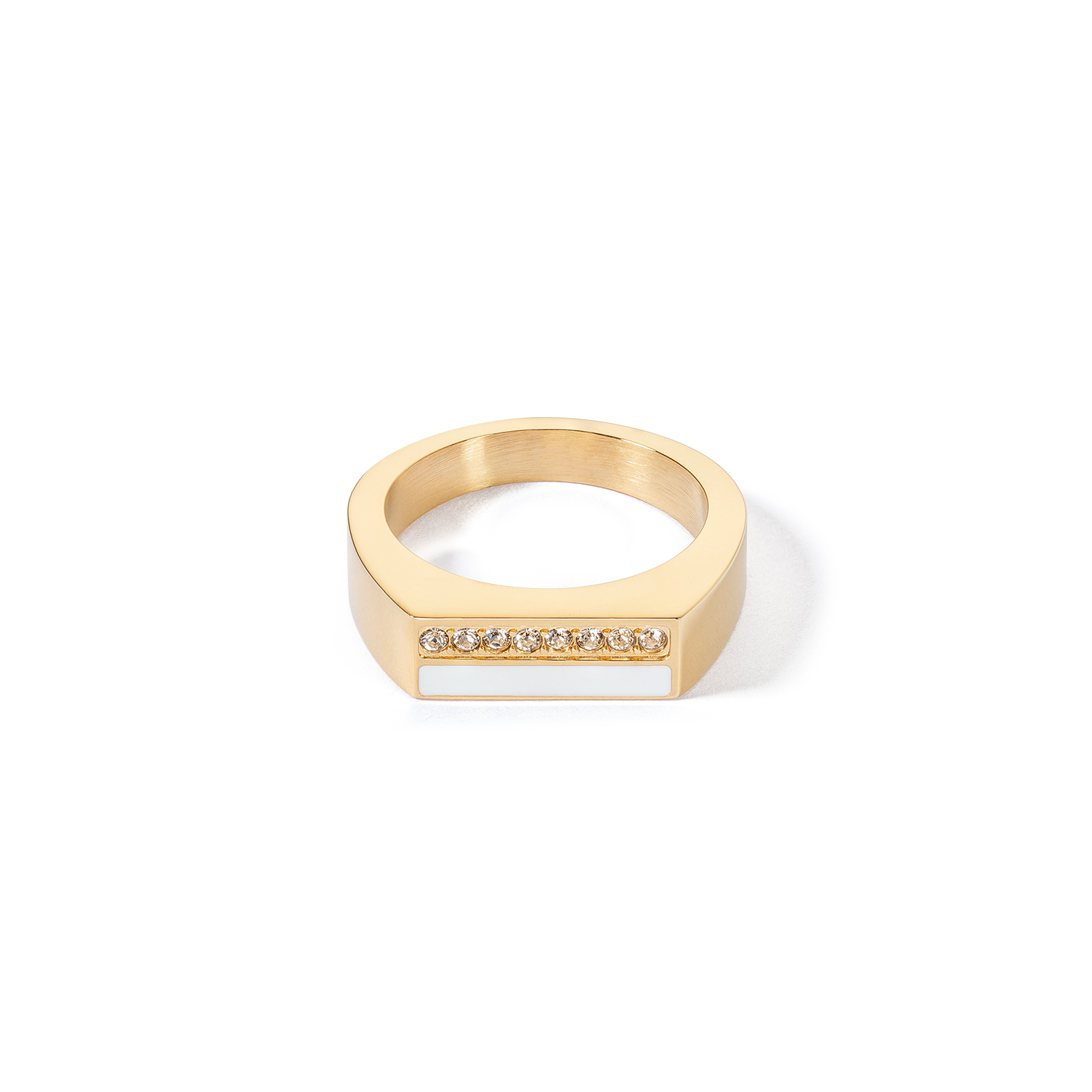 Bague Square Stripes or-blanc