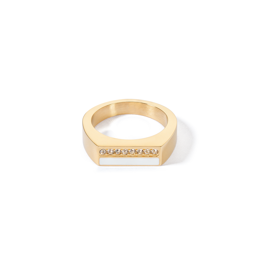 Bague Square Stripes or-blanc