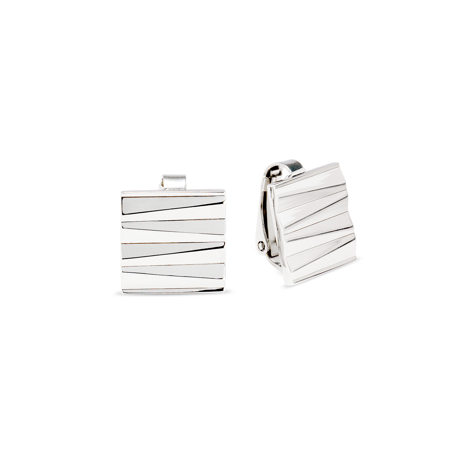 Clips d'oreilles Square Wave Silber