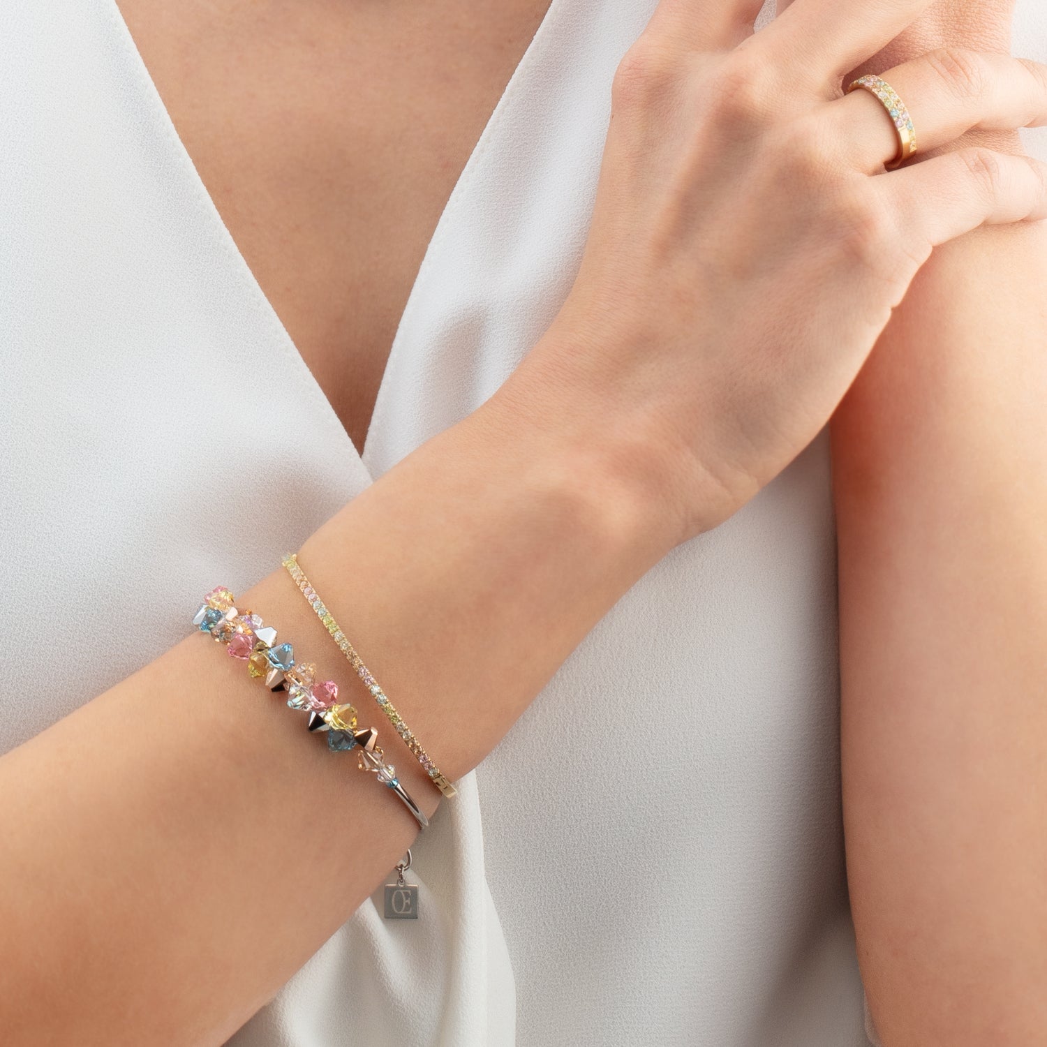 Bague Eternal Love or-multicolore pastel