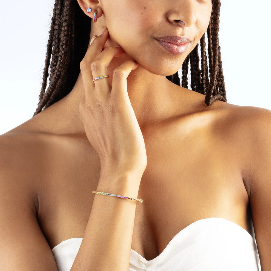 Clous d'oreilles Glam Dot 5 mm or-bleu