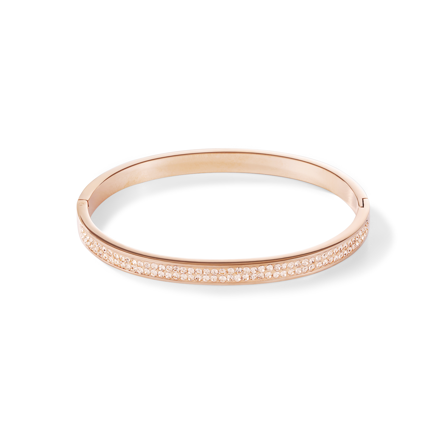 Bracelet acier or rose & Pavé de Cristaux pêche