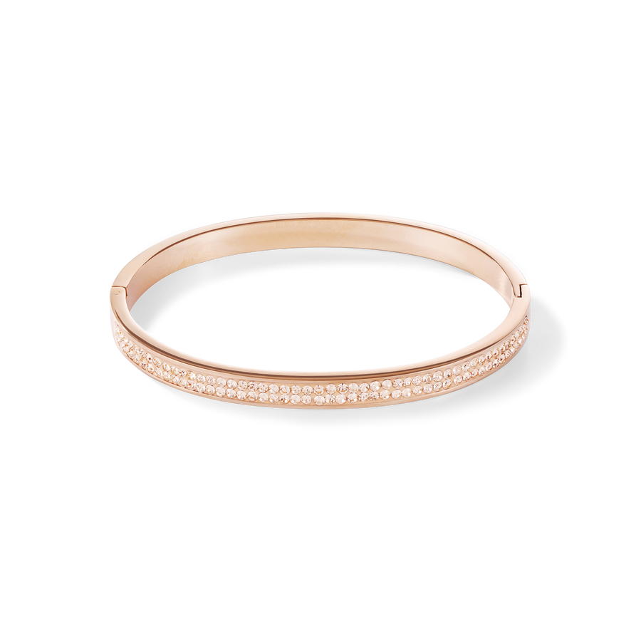 Bracelet acier or rose & Pavé de Cristaux pêche