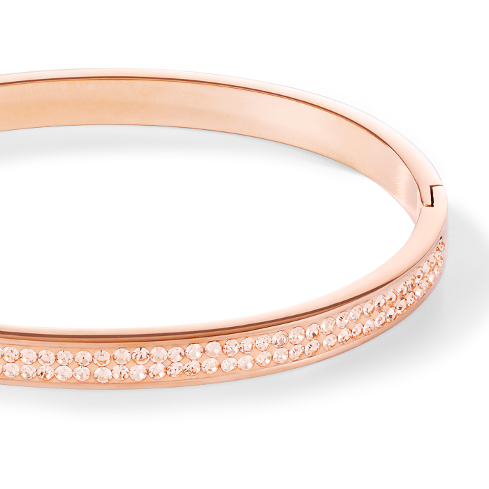 Bracelet acier or rose & Pavé de Cristaux pêche