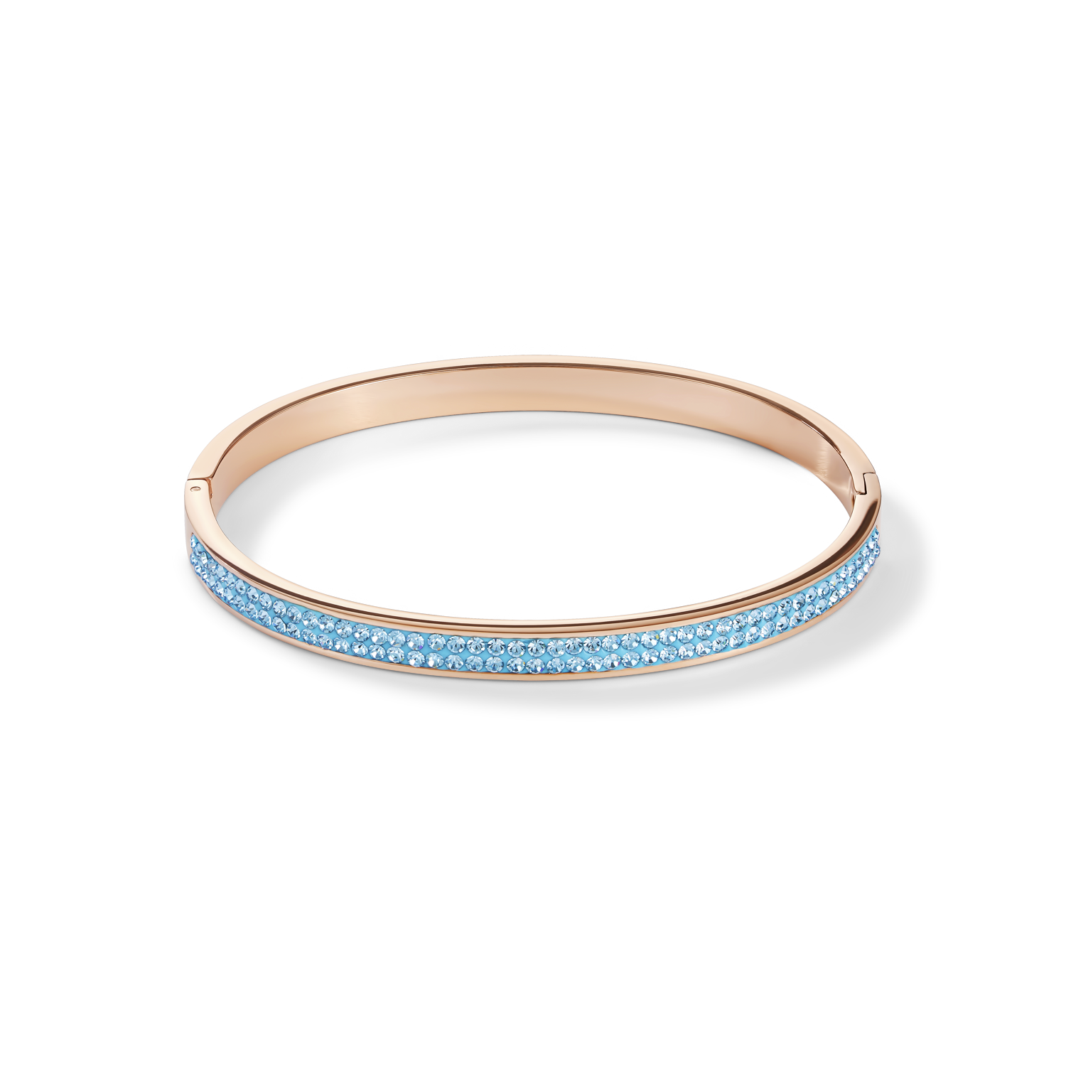 Bracelet acier or rose & Pavé de Cristaux aqua