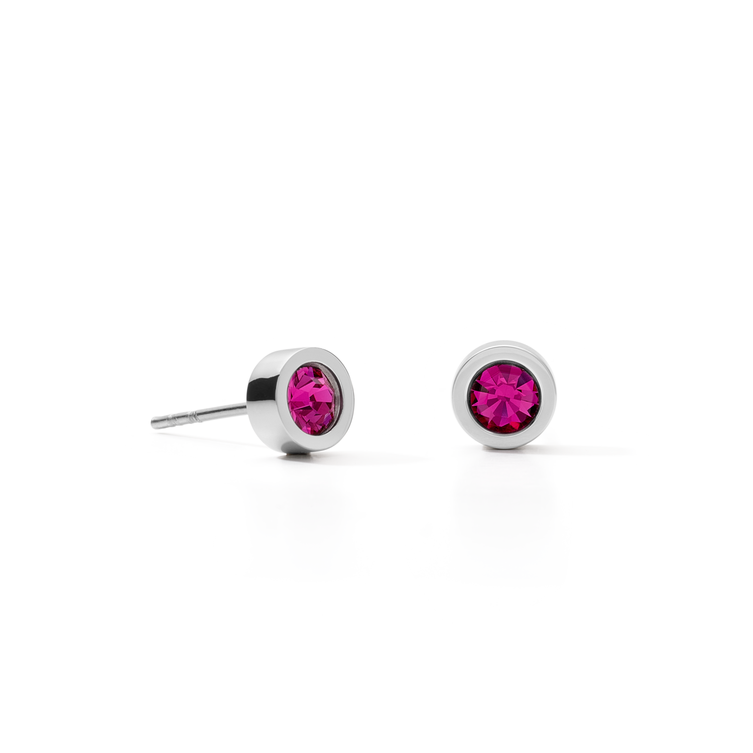 Boucles d'oreille Cristaux & acier argent rose vif
