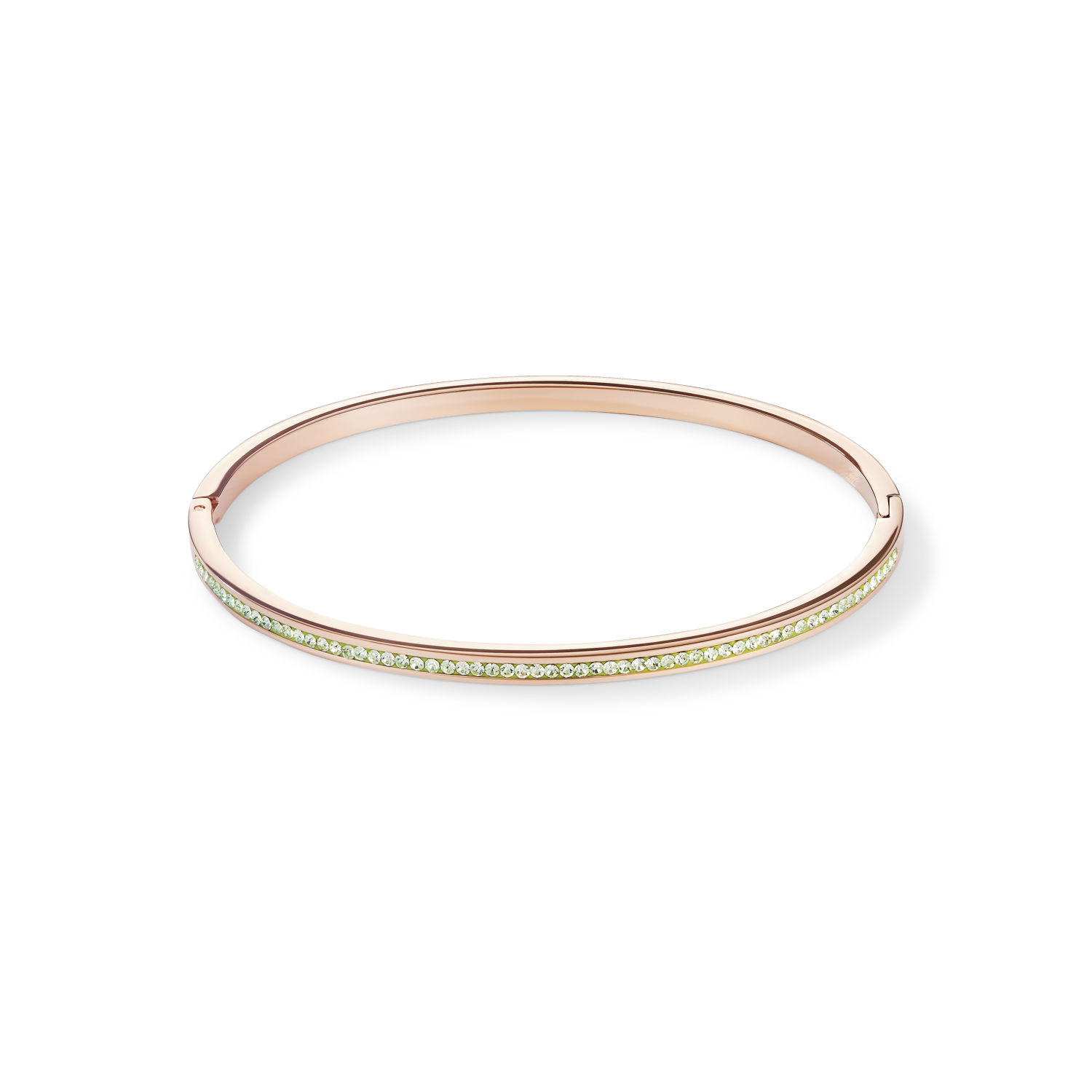 Bracelet étroit acier or rose & Pavé de Cristaux vert claire