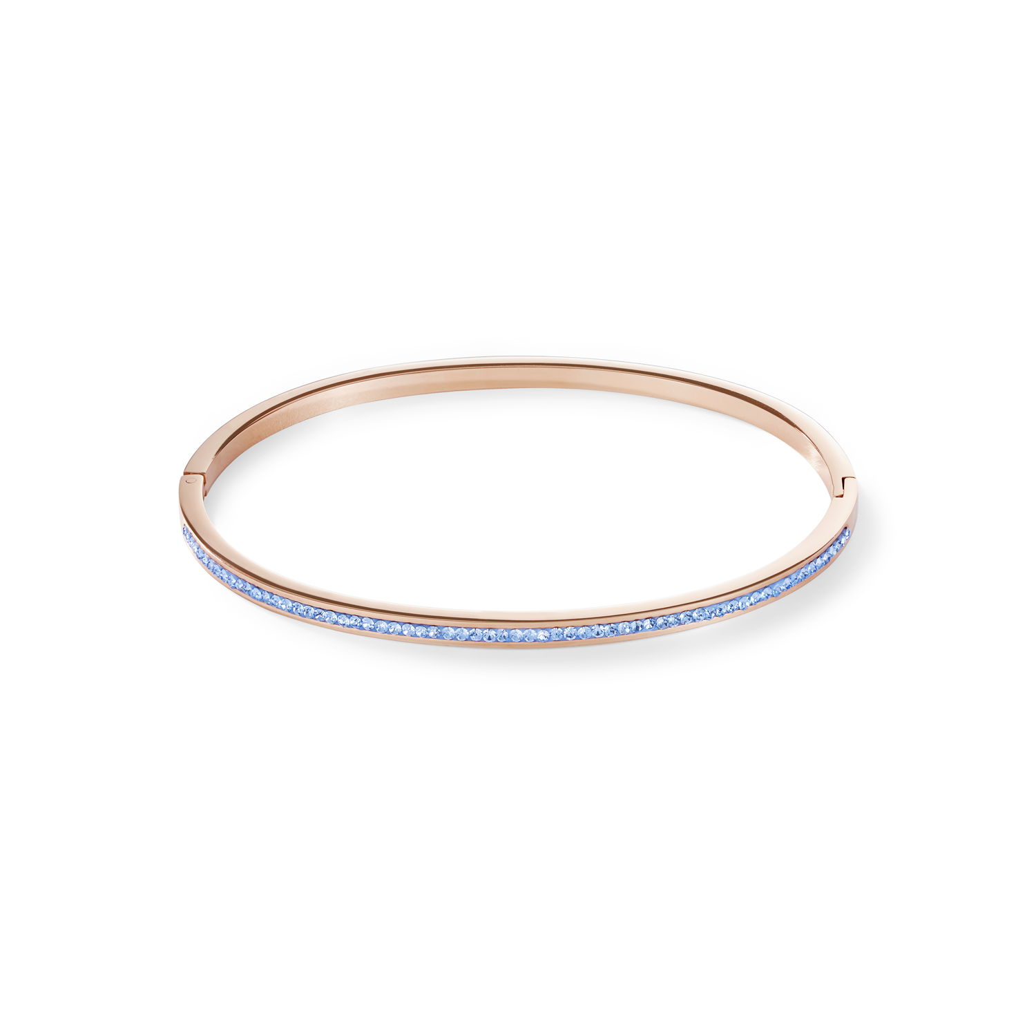 Bracelet étroit acier or rose & Pavé de Cristaux bleu claire
