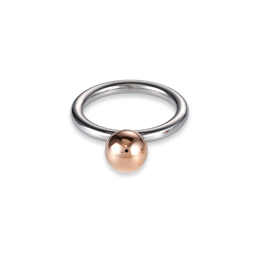 Bague boule en acier inoxydable petite or rose