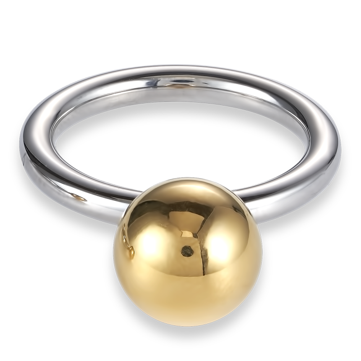 Bague boule en acier inoxydable grande taille or