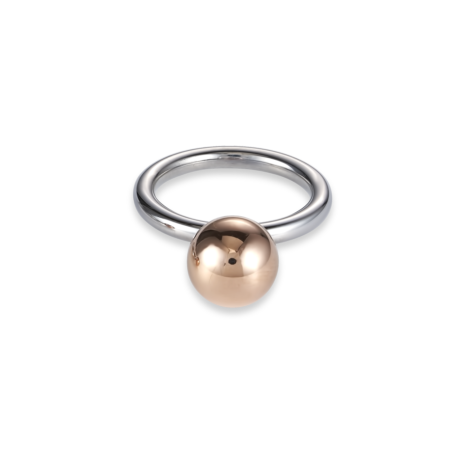 Bague boule en acier inoxydable grande taille or rose