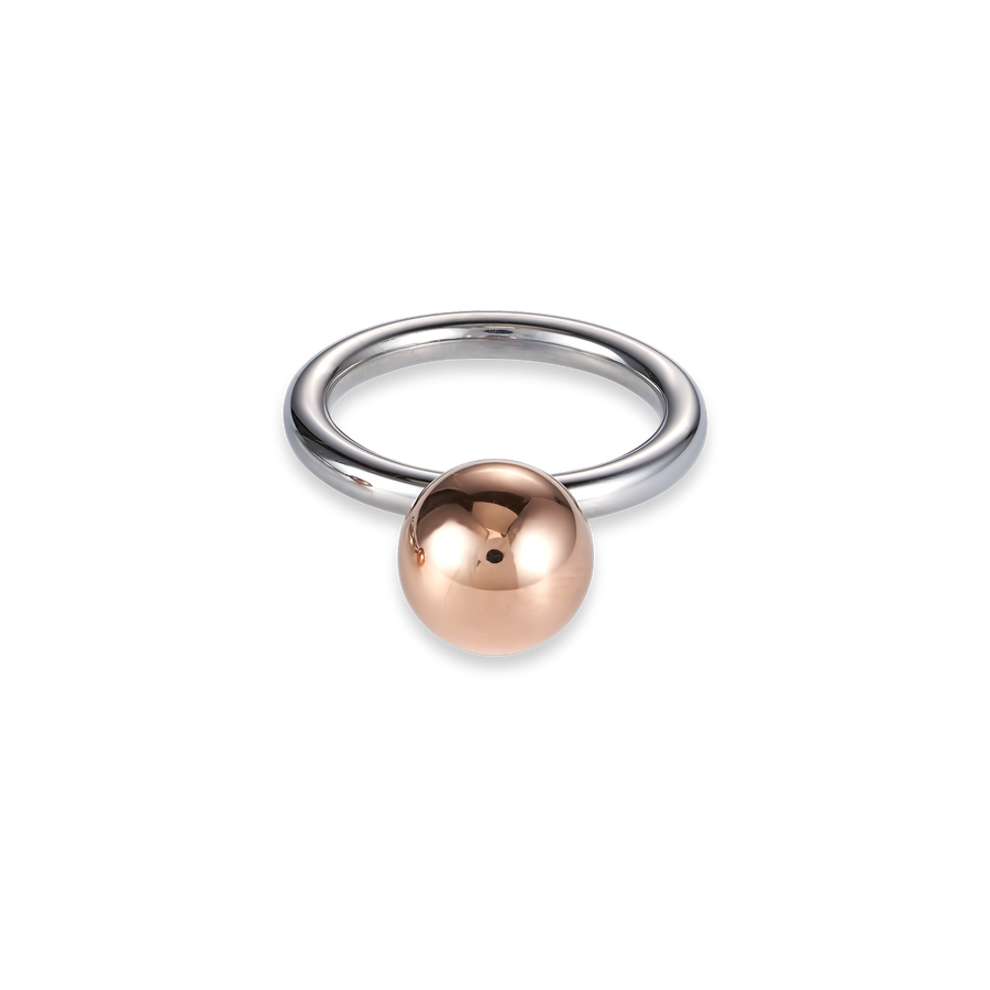 Bague boule en acier inoxydable grande taille or rose