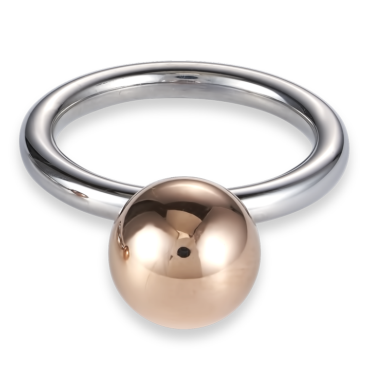 Bague boule en acier inoxydable grande taille or rose