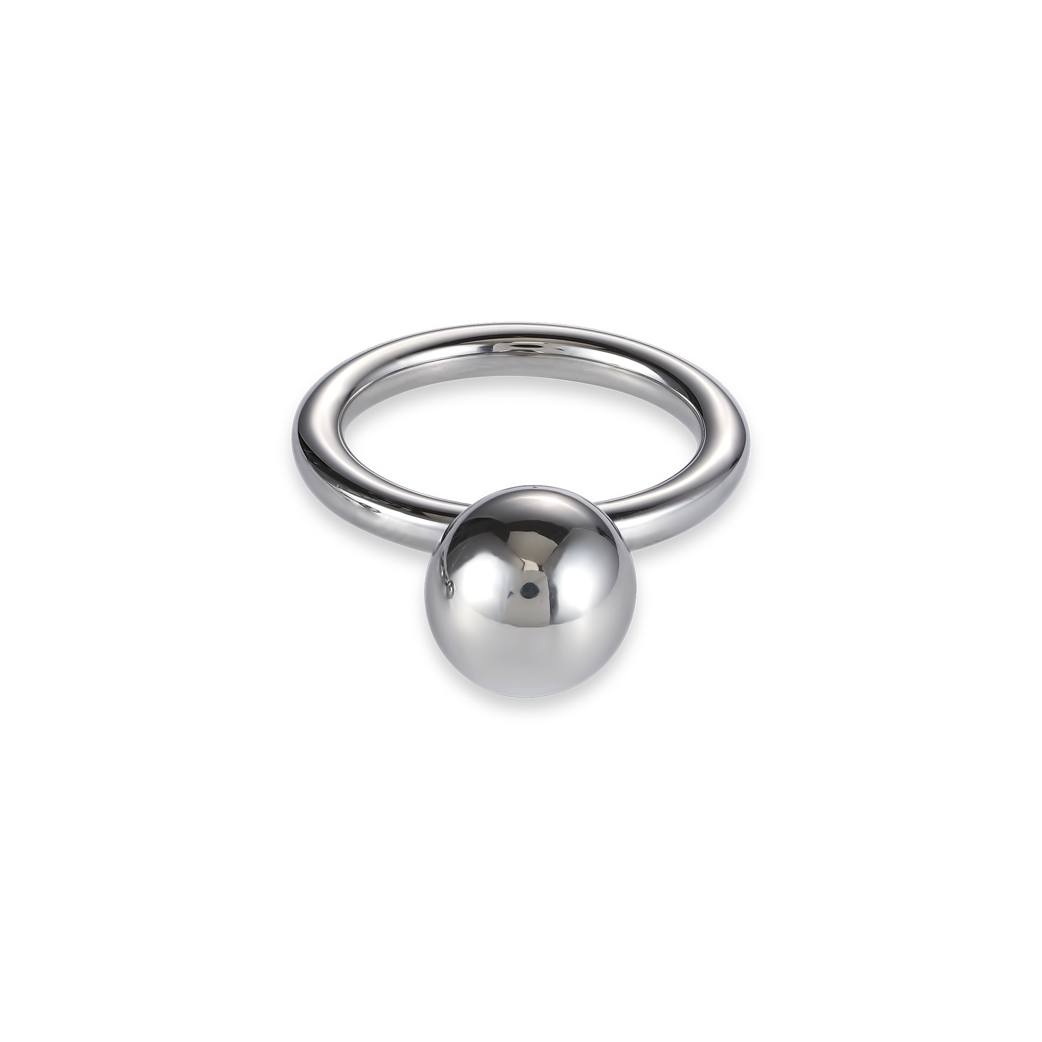 Bague boule en acier inoxydable grande taille argent