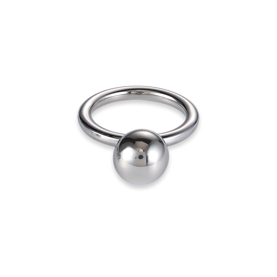 Bague boule en acier inoxydable grande taille argent