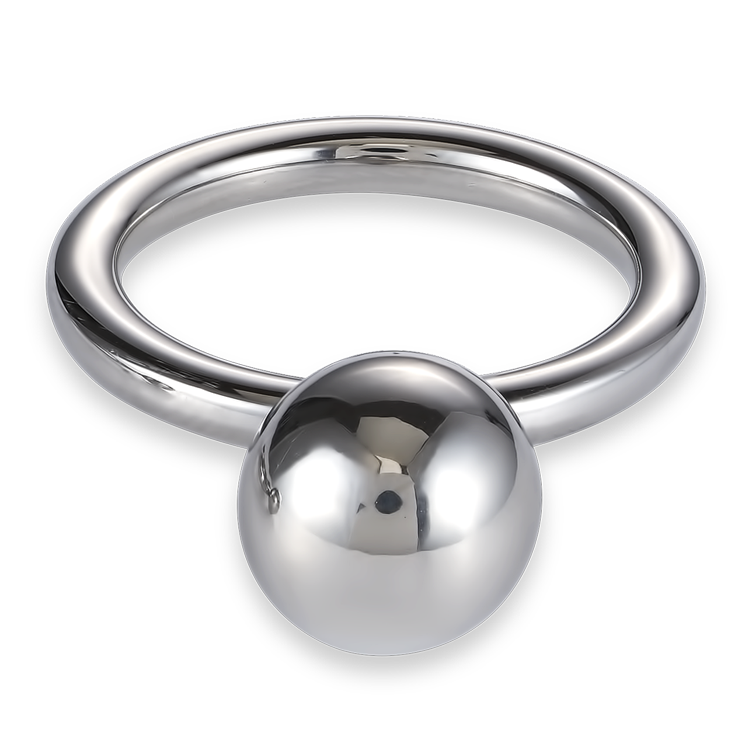 Bague boule en acier inoxydable grande taille argent