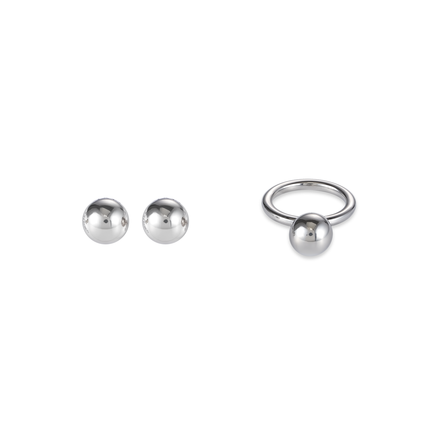 Bague boule en acier inoxydable grande taille argent