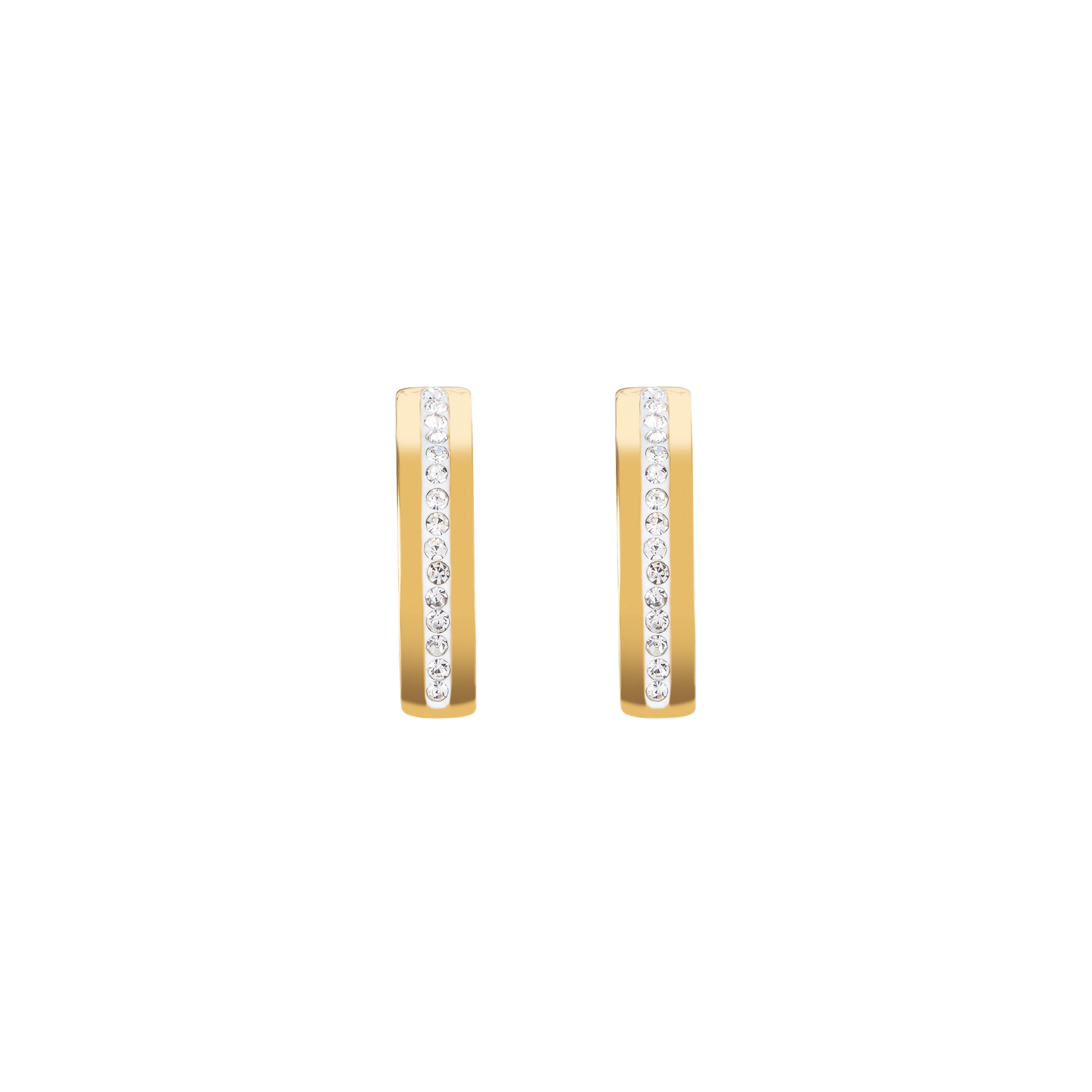 Boucles d'oreille Acier or & bande Pavé de Cristaux cristal