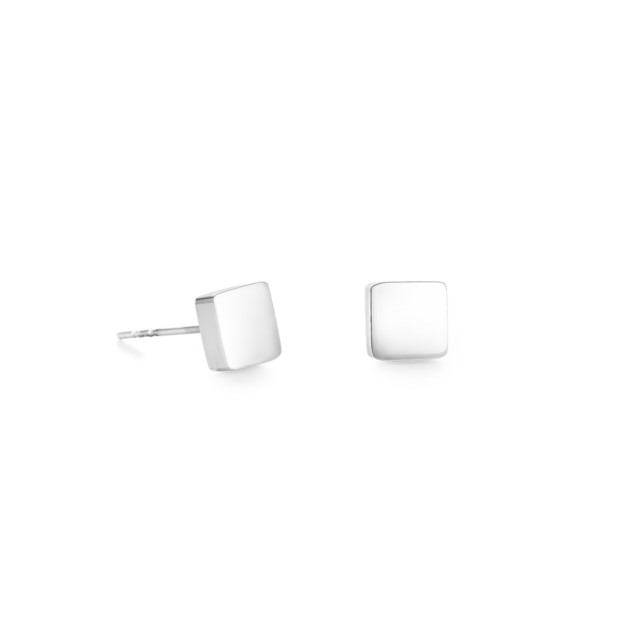 Boucles d'oreille Carré acier argent