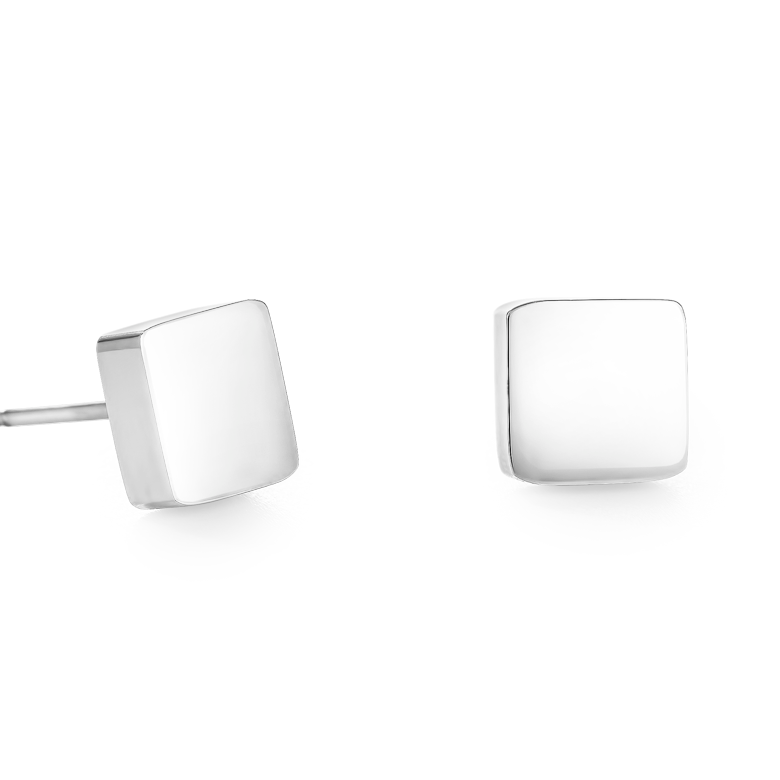 Boucles d'oreille Carré acier argent