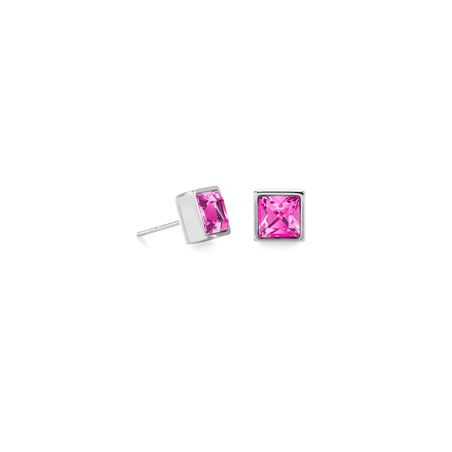 Brilliant Square big boucles d'oreille argent rose vif