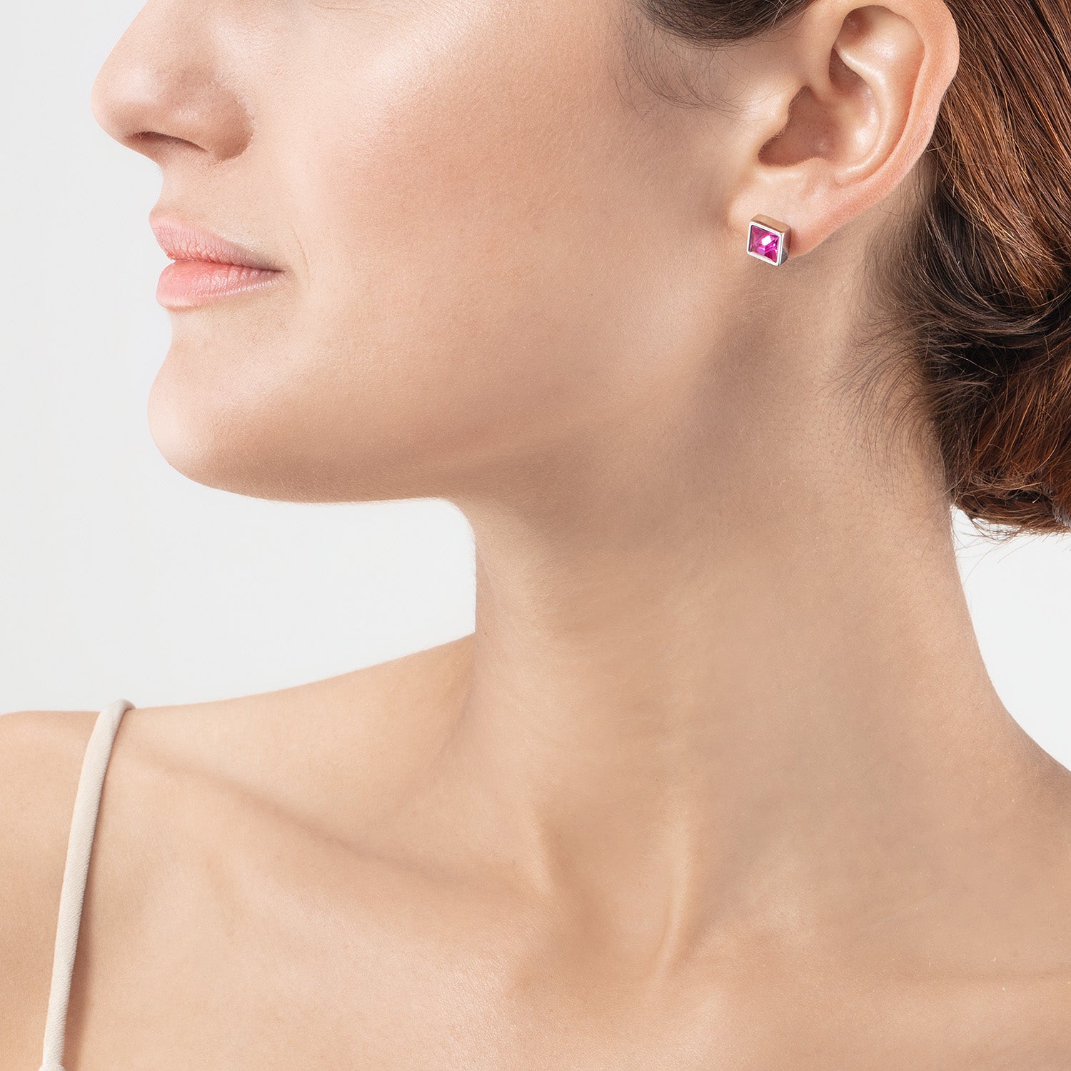 Brilliant Square big boucles d'oreille argent rose vif