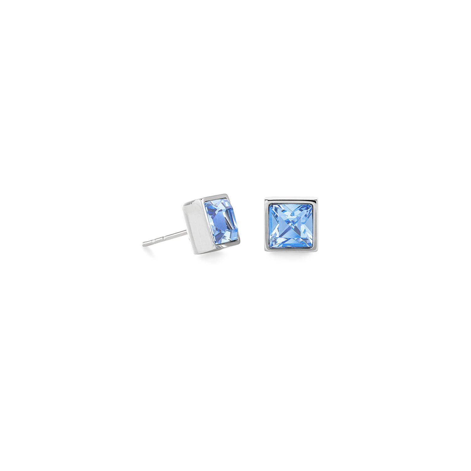 Brilliant Square big boucles d'oreille argent bleu clair