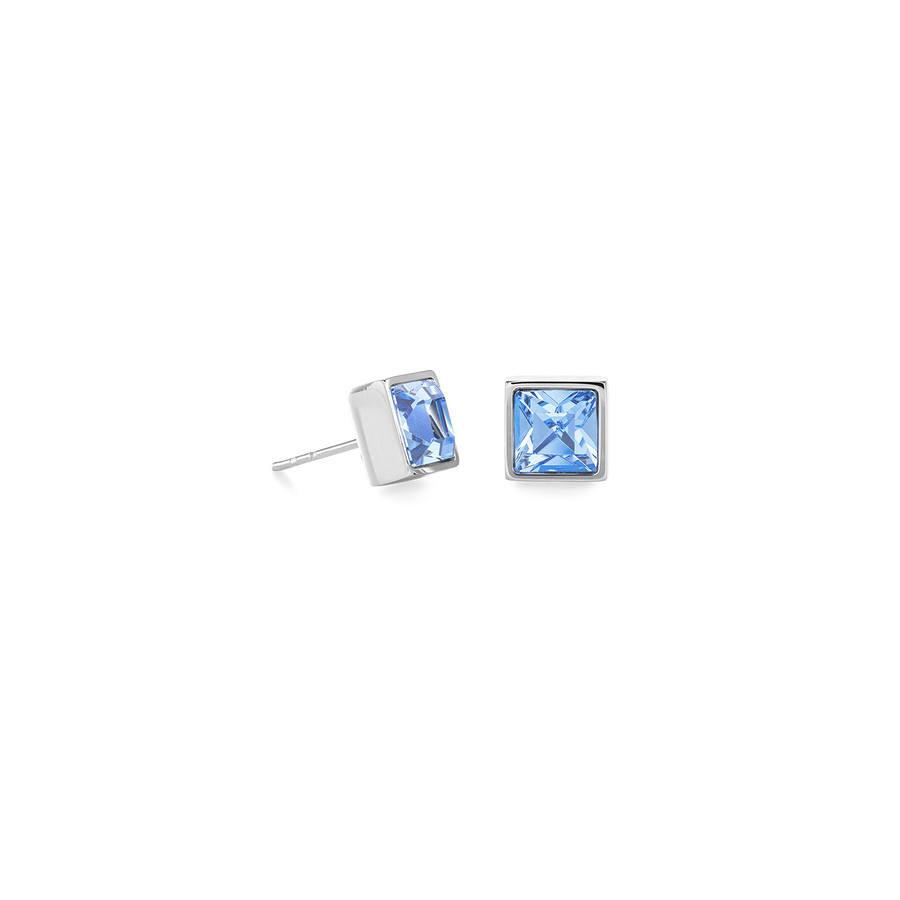 Brilliant Square big boucles d'oreille argent bleu clair